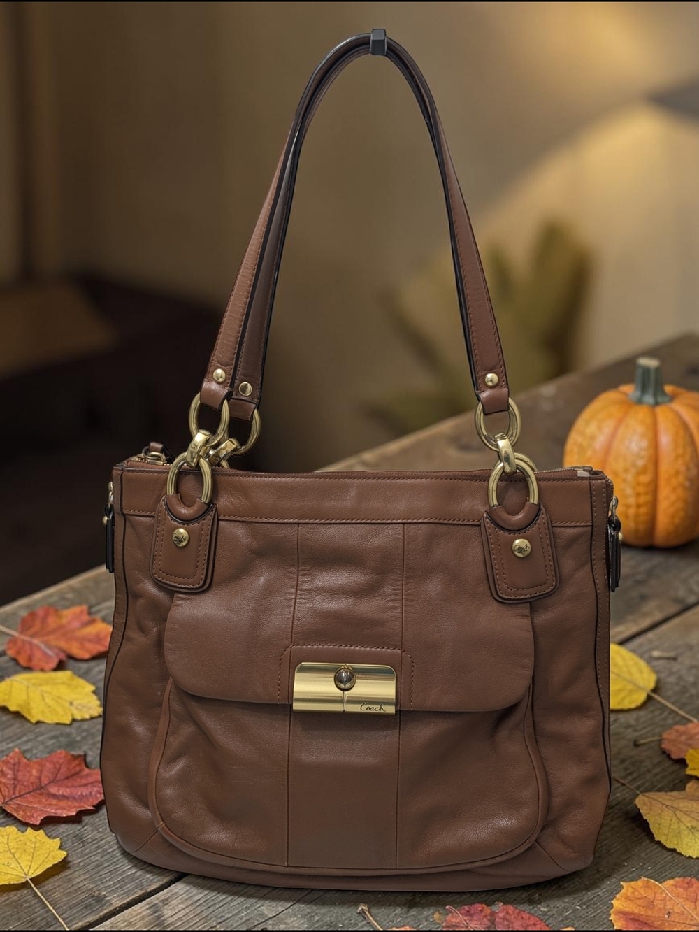 Coach Kristin Brown Leather Shoulder Bag